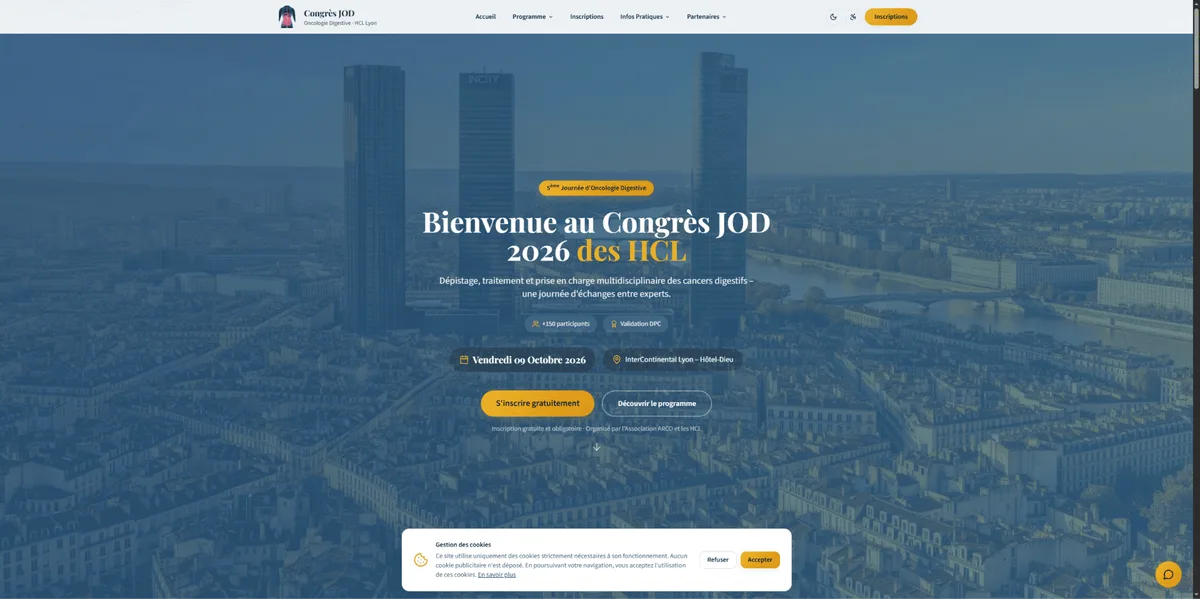 Congrès JOD — Santé & Événementiel — site internet créé par Kayzen Web, agence web à Lyon spécialisée en création de sites et SEO
