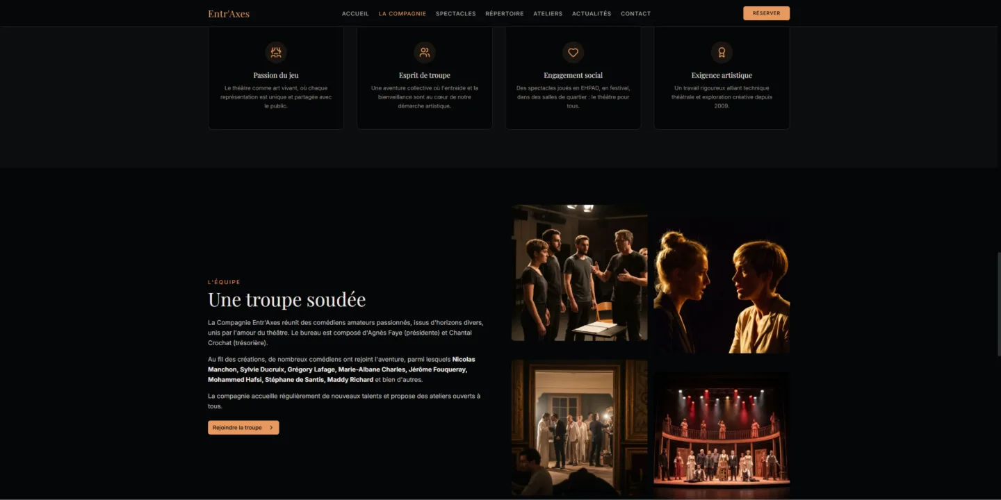 Compagnie l'Entr'Axes — Culture & Théâtre — site internet créé par Kayzen Web, agence web à Lyon spécialisée en création de sites et SEO