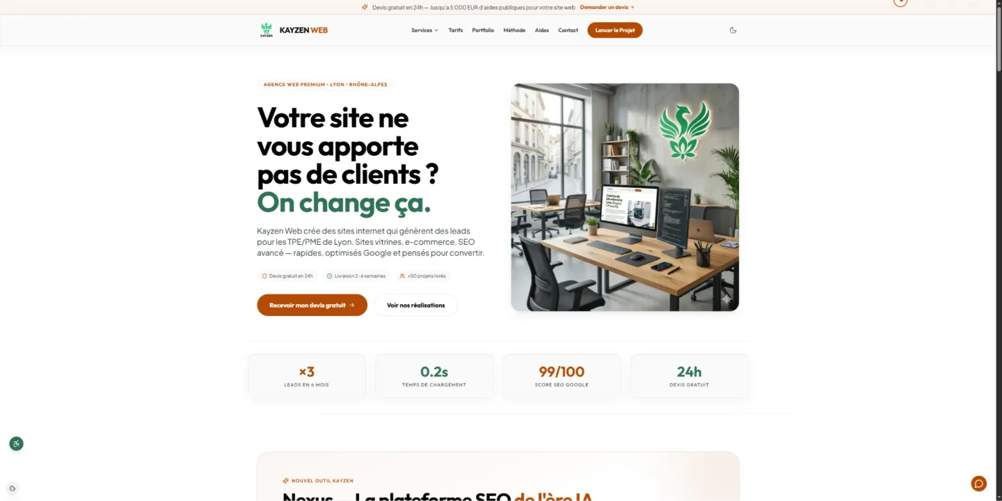 Kayzen Web — Agence Web & SEO — site internet créé par Kayzen Web, agence web à Lyon spécialisée en création de sites et SEO