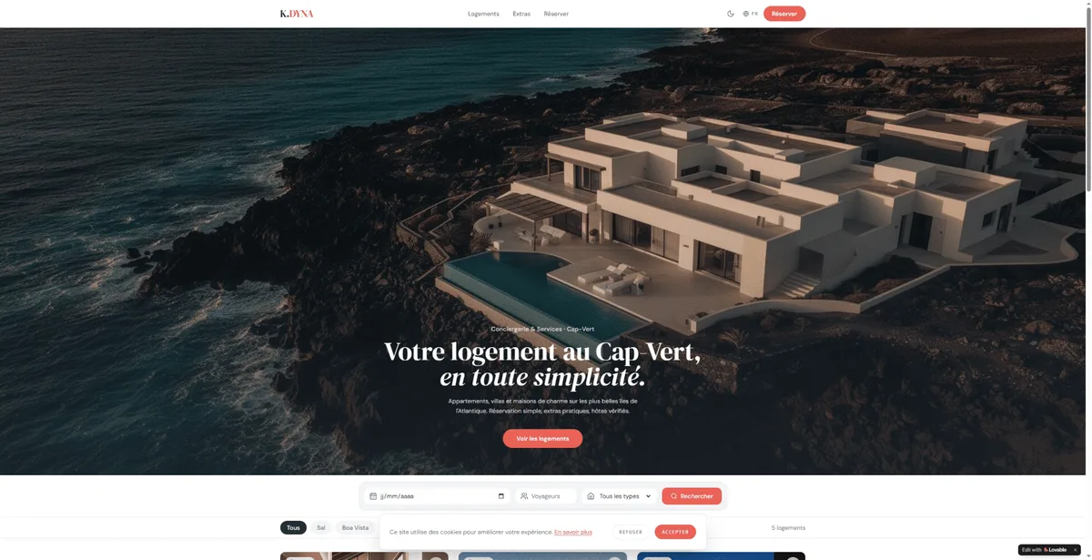 K.Dyna — Immobilier & Conciergerie — site internet créé par Kayzen Web, agence web à Lyon spécialisée en création de sites et SEO