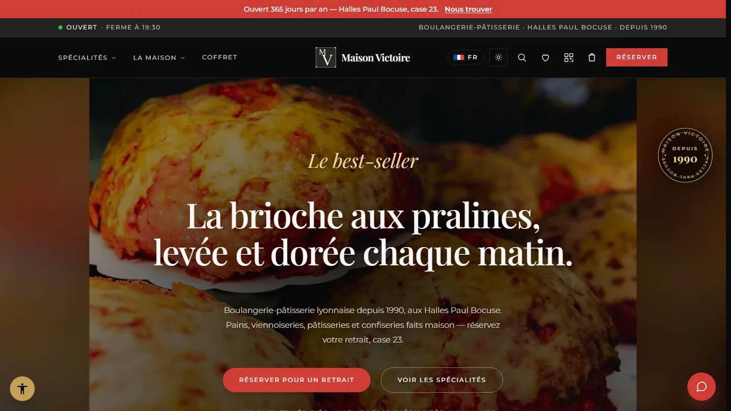 Maison Victoire — Boulangerie & Pâtisserie — site internet créé par Kayzen Web, agence web à Lyon spécialisée en création de sites et SEO