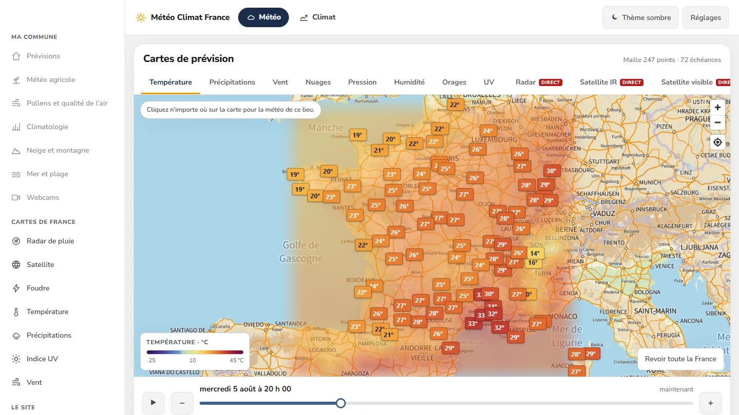 Site Météo Climat France — Data & Service météo, réalisé par Kayzen Web