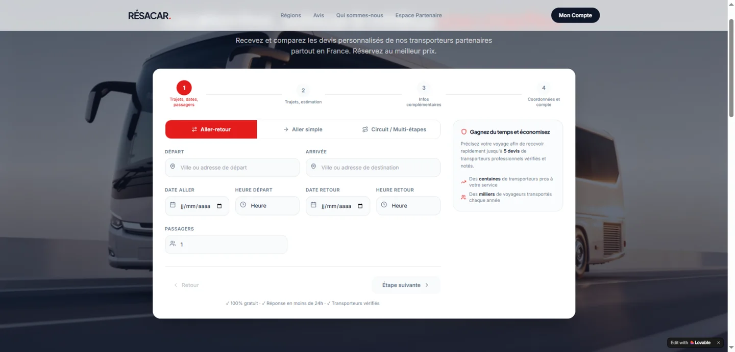 Résacar — Transport & Mobilité — site internet créé par Kayzen Web, agence web à Lyon spécialisée en création de sites et SEO