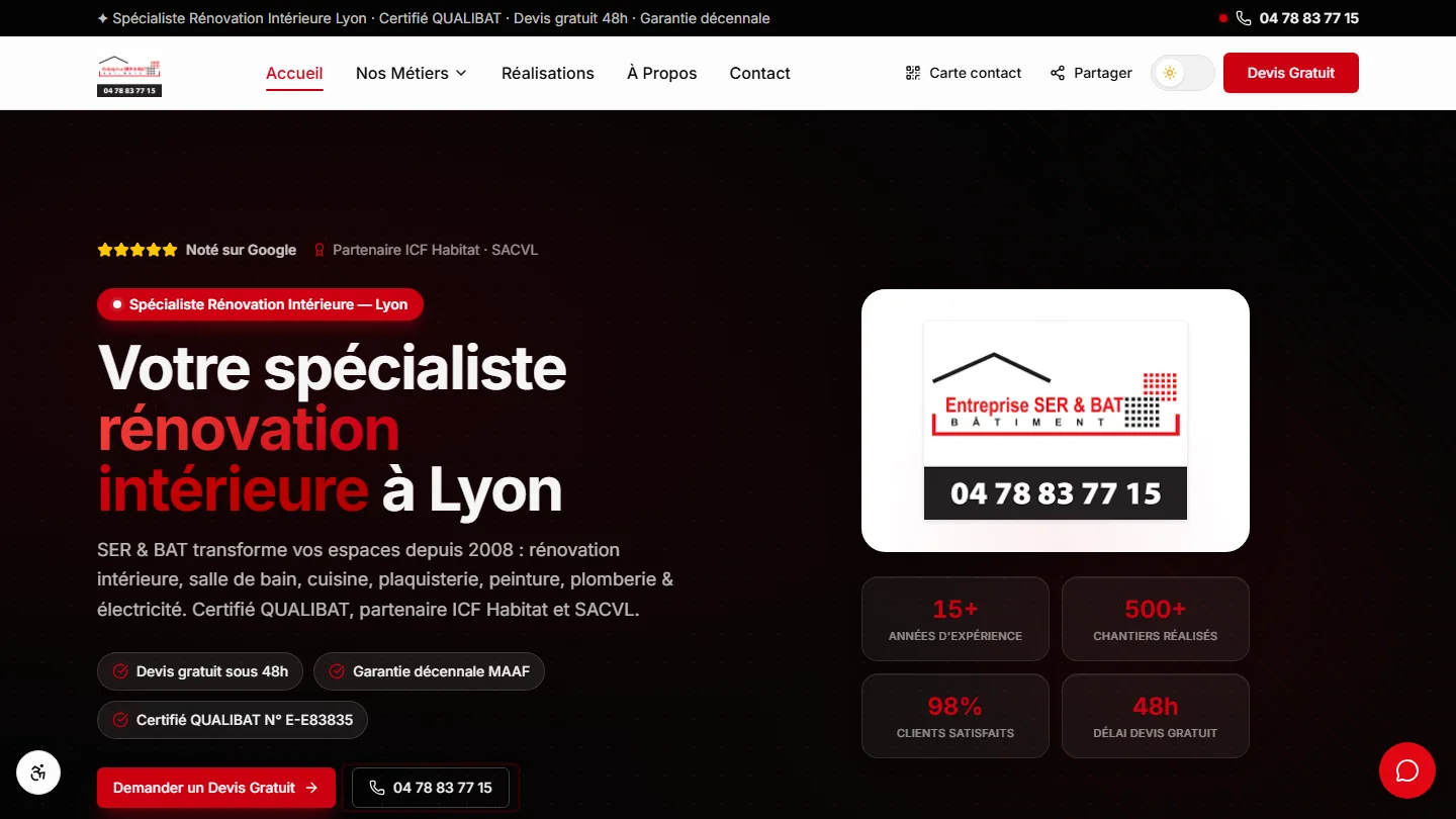 Site SER & BAT — Bâtiment & Rénovation, réalisé par Kayzen Web
