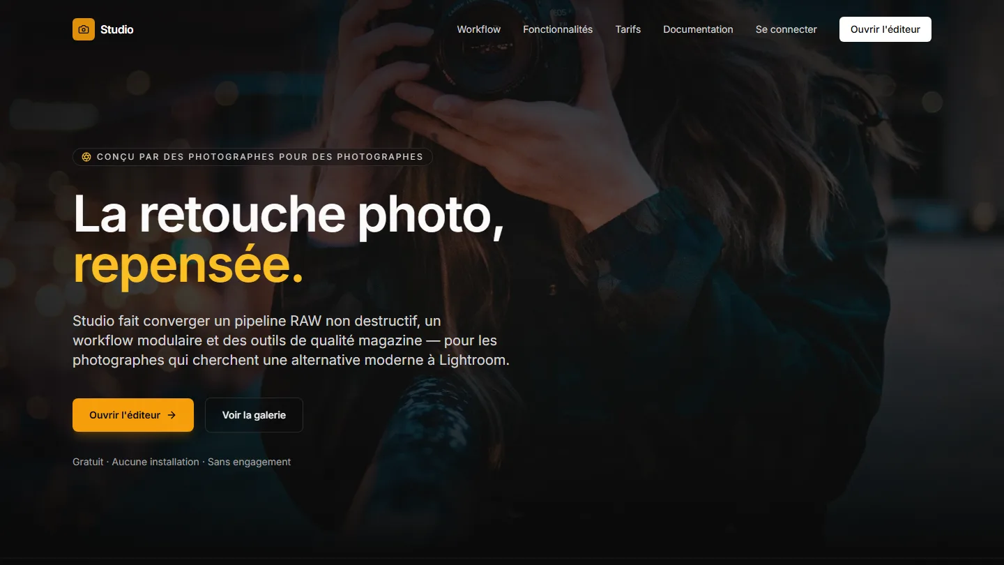 Studio — SaaS & Photographie — site internet créé par Kayzen Web, agence web à Lyon spécialisée en création de sites et SEO